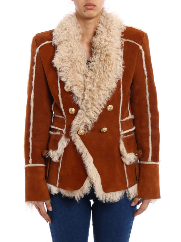 Balmain: Abrigos de borreguito y piel  online - Abrigo De Piel - Marrón