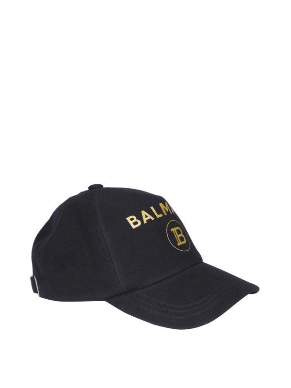 Balmain: hats & caps online - Printed logo baseball cap