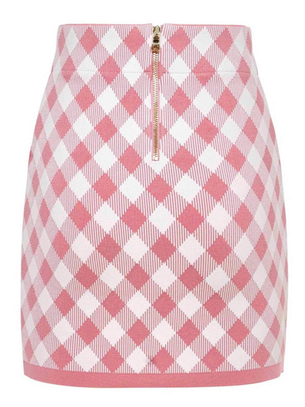 Balmain: mini skirts online - Check pattern mini skirt