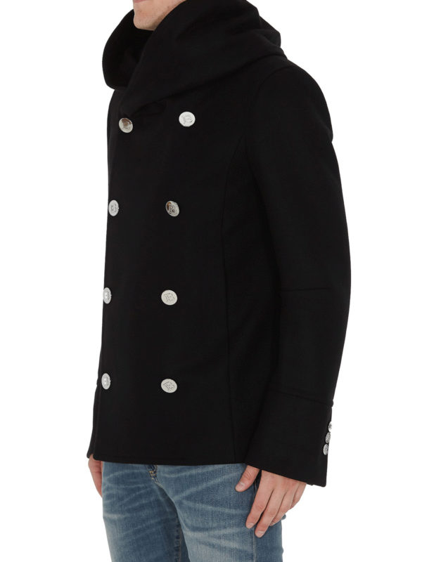 Balmain: short coats online - Wool blend peacoat