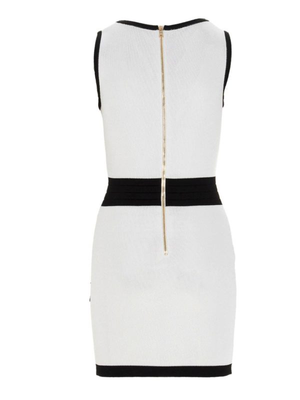 Balmain: short dresses online - Buttoned dress in white and black