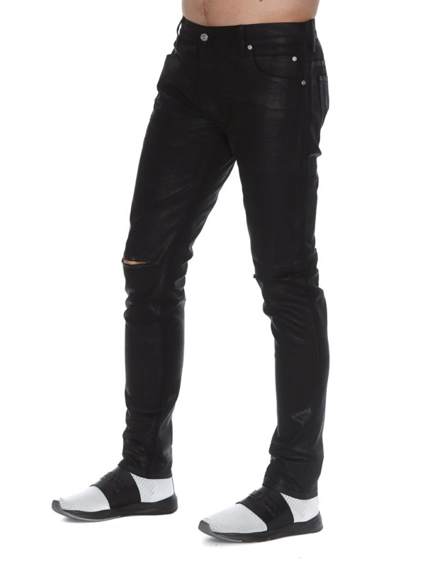 Balmain Cut-out detail coated denim black jeans RH15230D0060PA