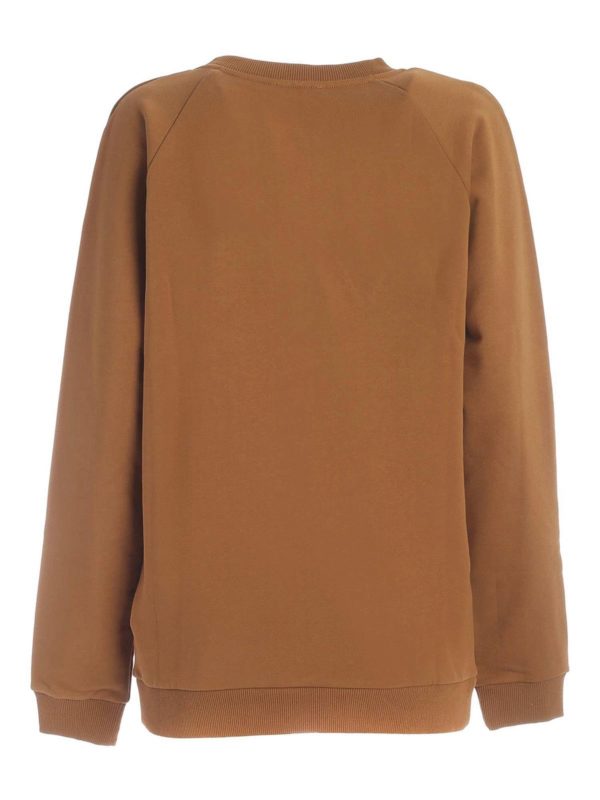 Balmain: Sweatshirts & Sweaters online - Logo patch sweatshirt in camel color