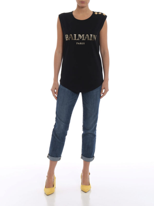 Balmain: Tops y camisetas sin mangas online - Top - Negro