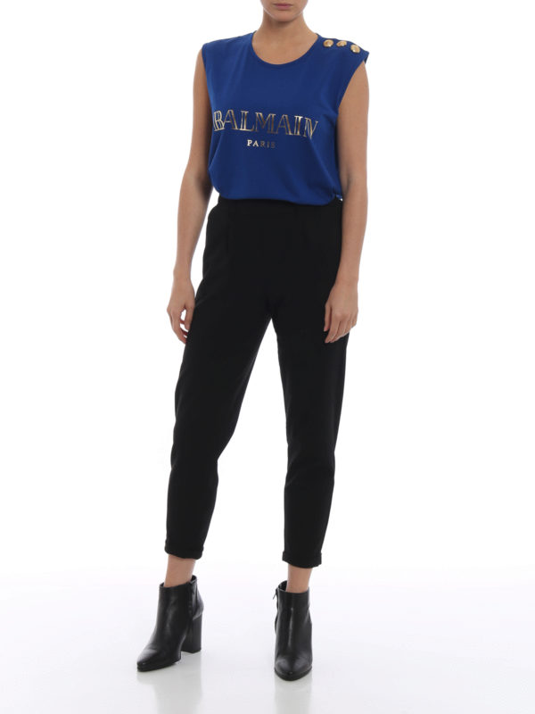 Balmain: Tops y camisetas sin mangas online - Top - Azul