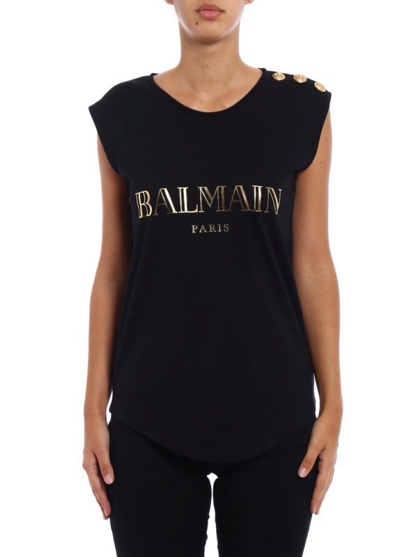 Balmain: Tops y camisetas sin mangas online - Top - Negro