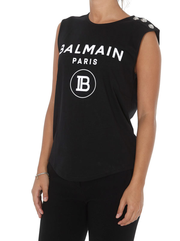 Balmain: Tops y camisetas sin mangas online - Top - Negro