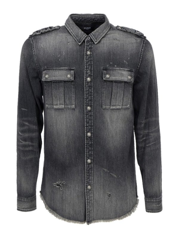 Balmain: camicie - Camicia in denim
