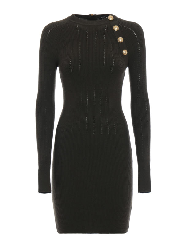 Balmain: Robes courtes - Robe Courte - Vert Foncé