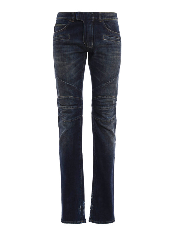 Balmain: Skinny Jeans - Ripped biker jeans