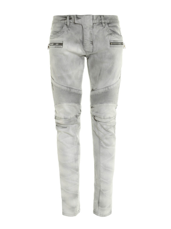 Balmain: skinny jeans - Ripped biker jeans