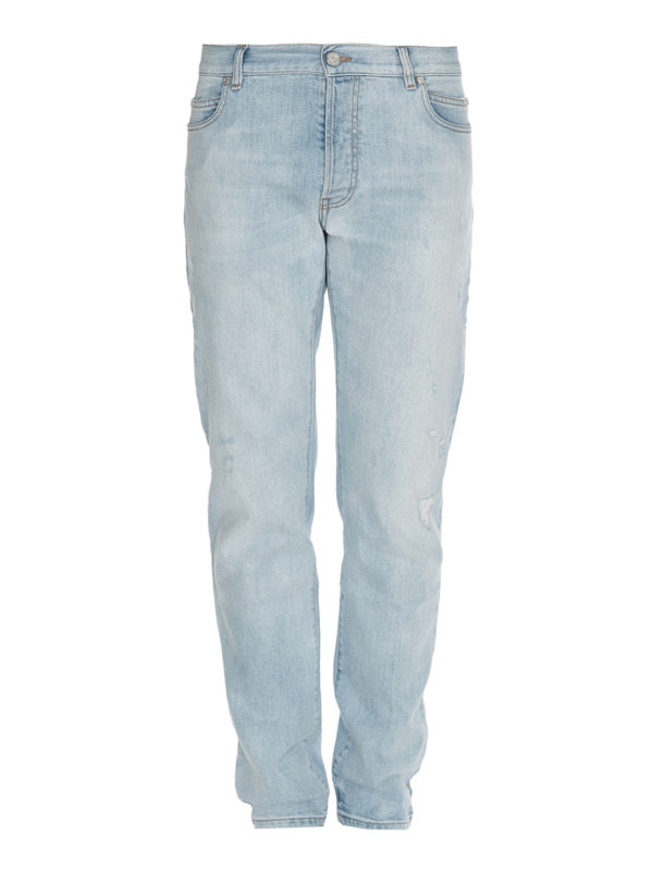 Straight leg jeans Balmain Vintage effect denim six pocket jeans RH15291D0316AA