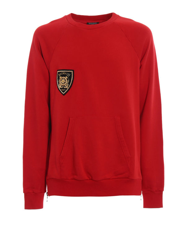 Embroidered crest jersey sweatshirt best sale