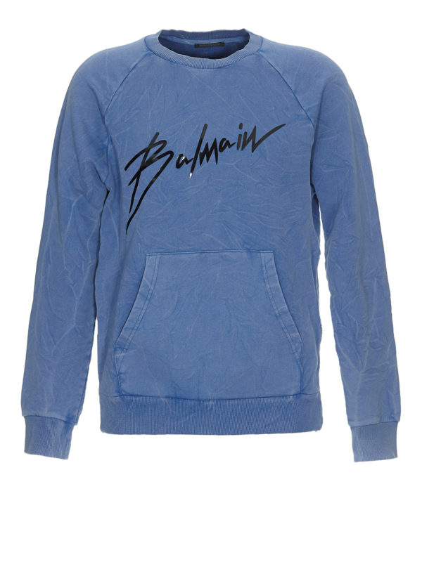 Balmain: Sweatshirts und Pullover - Sweatshirt - Hellblau