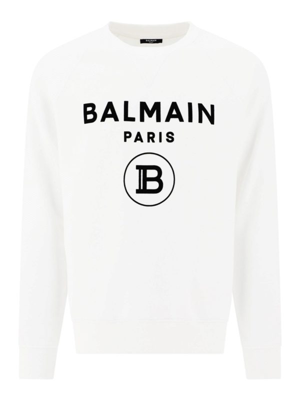 Balmain Velvet logo lettering sweatshirt White UH13279I372GAB