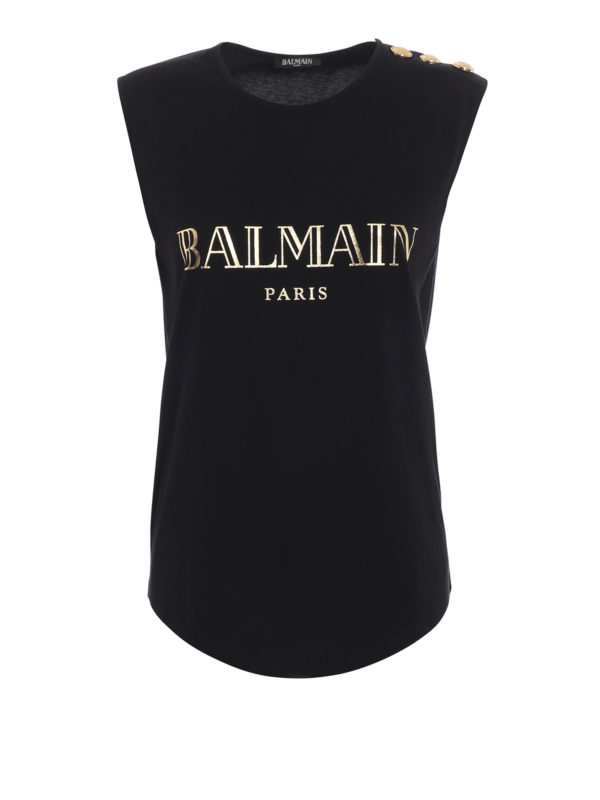 Balmain: Tops y camisetas sin mangas - Top - Negro