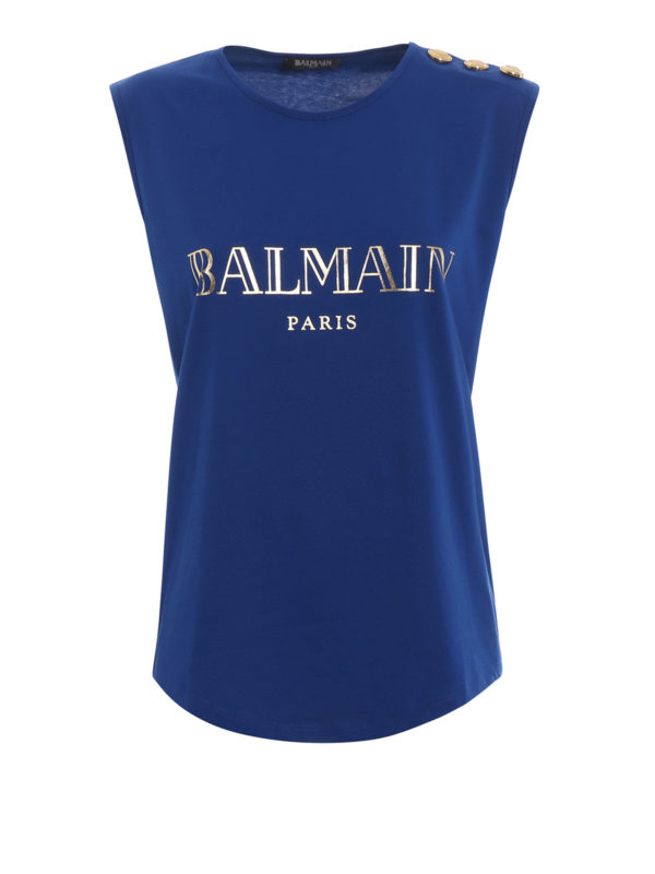 Balmain: Tops y camisetas sin mangas - Top - Azul