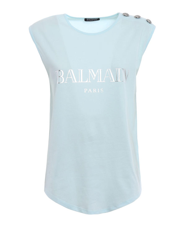 Balmain: Tops und Tank Tops - Top - Hellblau
