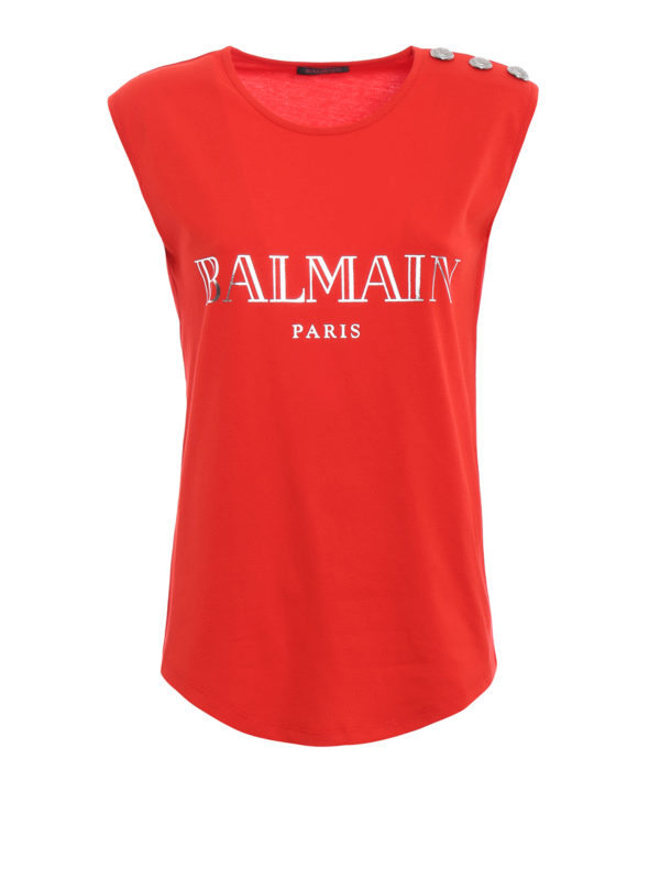 Balmain: Tops y camisetas sin mangas - Top - Rojo