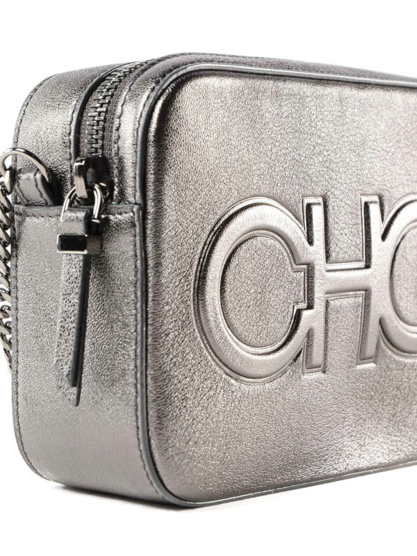 Jimmy Choo Balti metal leather Choo logo camera bag