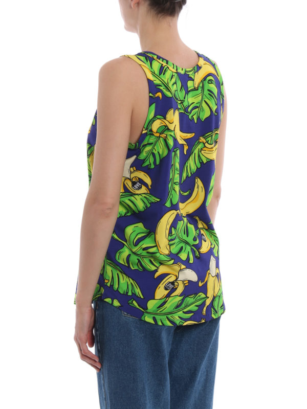 Banana and leaf print top shop online: LOVE MOSCHINO