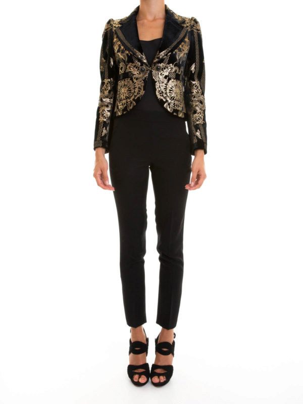 Baroque patterned velvet jacket shop online: ROBERTO CAVALLI