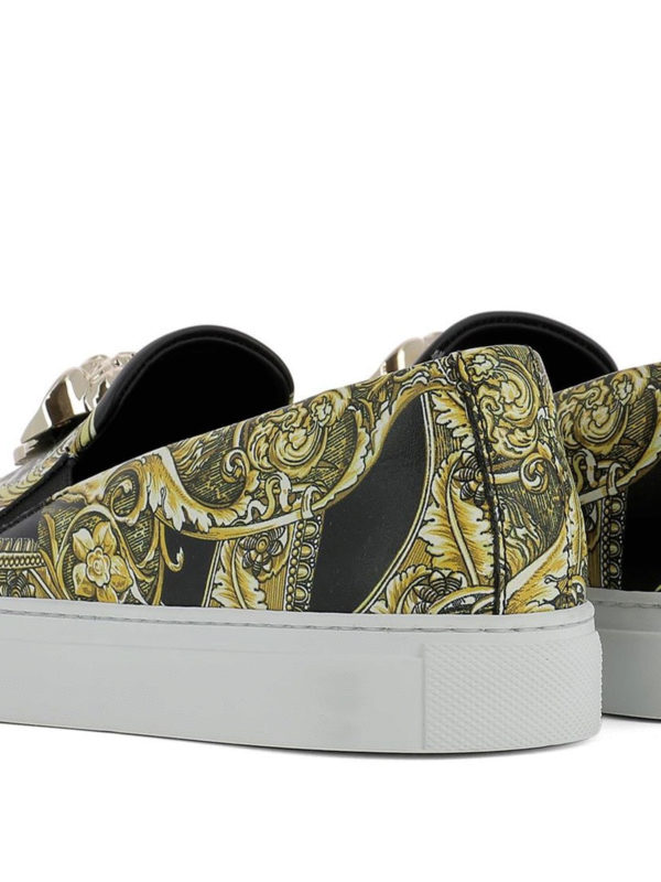Baroque printed leather slip-ons shop online: VERSACE