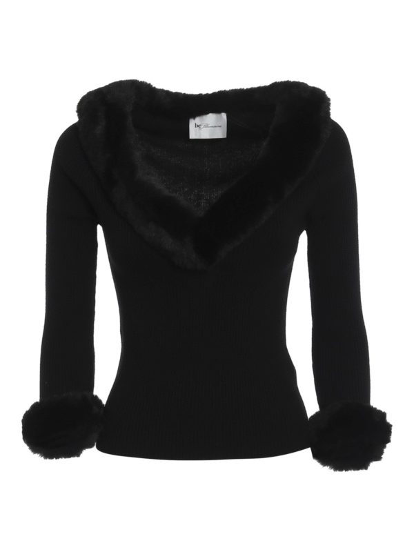 BE BLUMARINE: Strickpullover mit V-Ausschnitt - V-Pullover - Schwarz