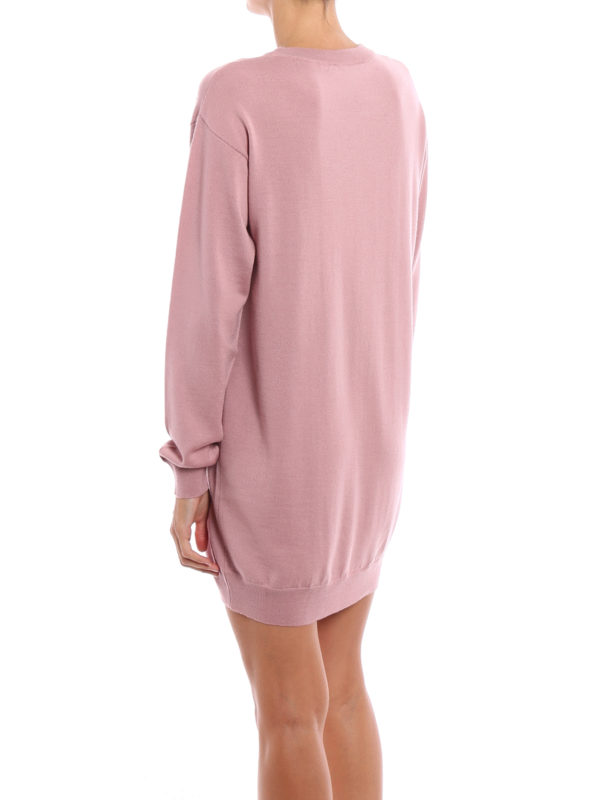 Bear patch knit wool dress shop online: MOSCHINO