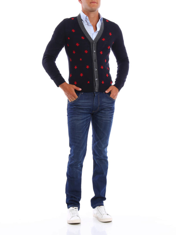 Bee and star wool cardigan shop online: GUCCI
