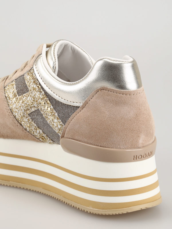 Sneaker beige con glitter e maxi suola shop online: HOGAN