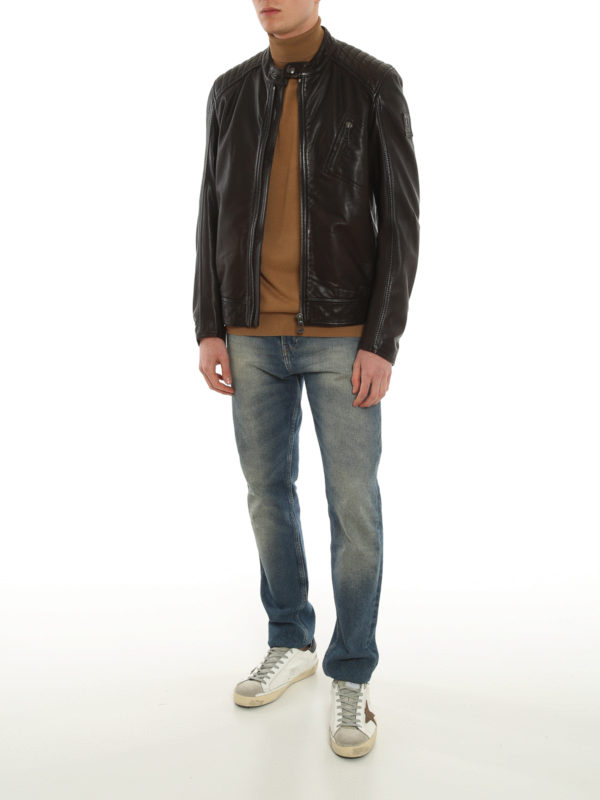 BELSTAFF: leather jacket online - Leather biker jacket