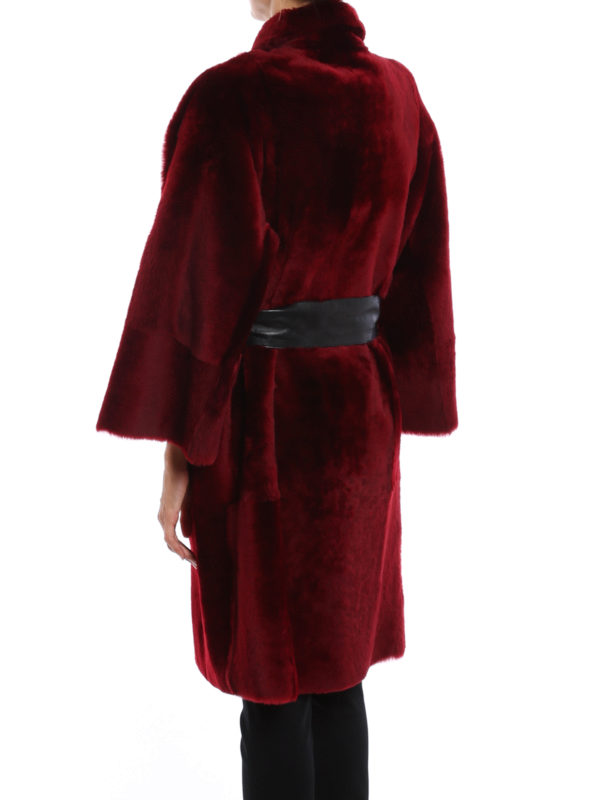 Belted reversible shearling coat shop online: Drome