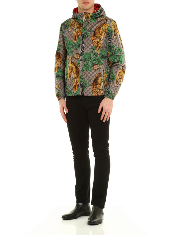 Bengal print nylon jacket shop online: GUCCI