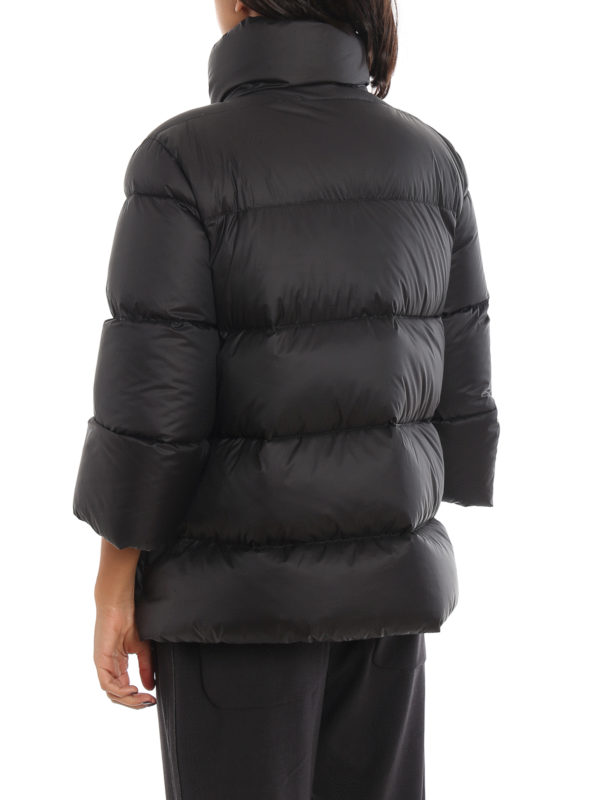 Black flared puffer jacket shop online: FAY