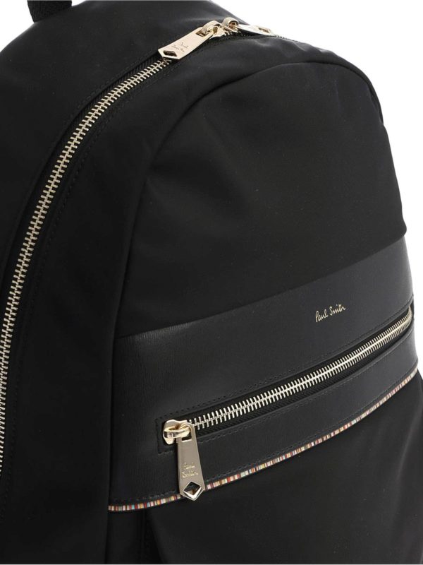 Black nylon backpack shop online: PAUL SMITH