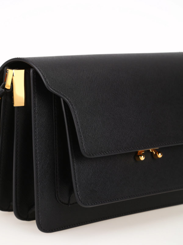 Black saffiano leather shoulder bag shop online: Marni