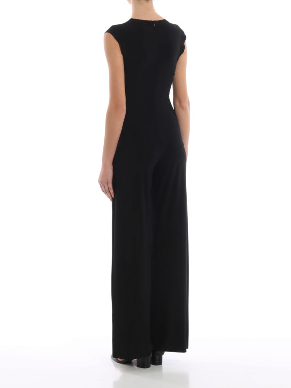 Black stretch fabric jumpsuit shop online: Norma Kamali