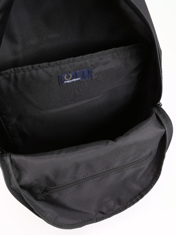 Black tech fabric dome backpack shop online: FRED PERRY