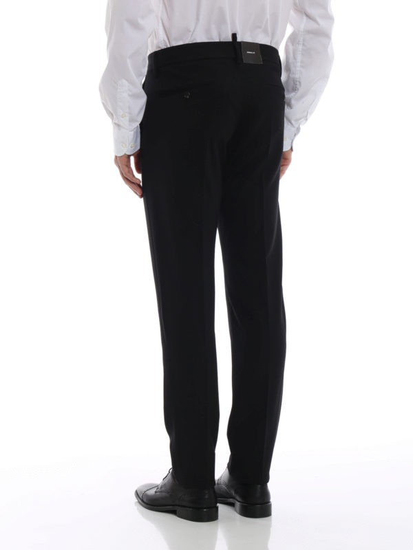 Black twill wool chino trousers shop online: DSQUARED2