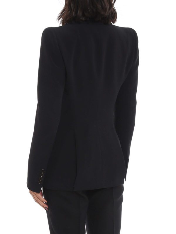 【関送込】MCQUEEN◆VISCOSE BLAZER Alexander Mcqueen Black viscose crêpe blazer | 585442QEAAA1000