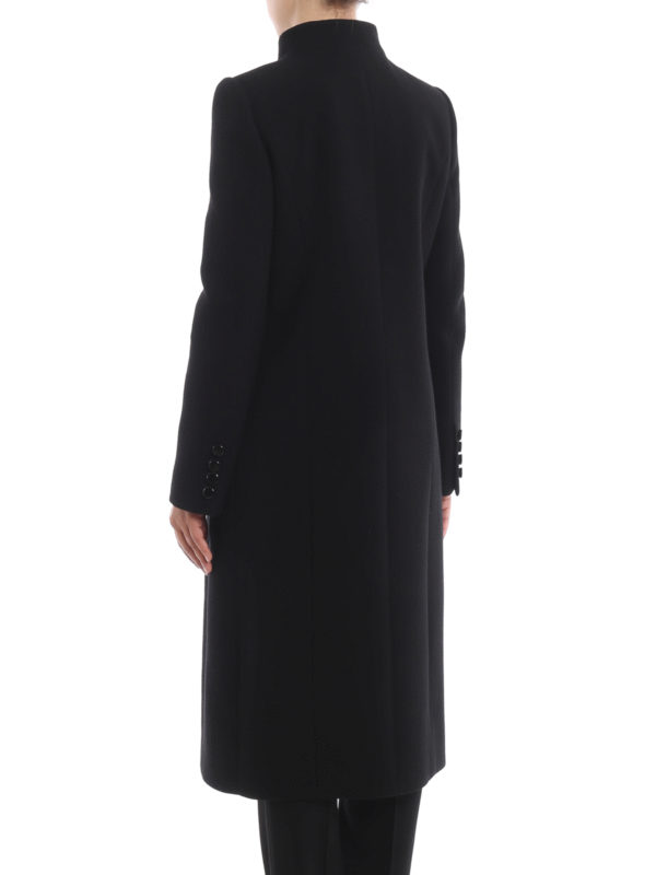 Black wool crepe coat shop online: GIVENCHY