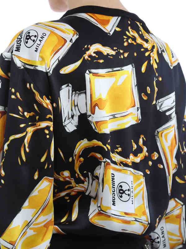 blouses shop online Perfume print silk blouse