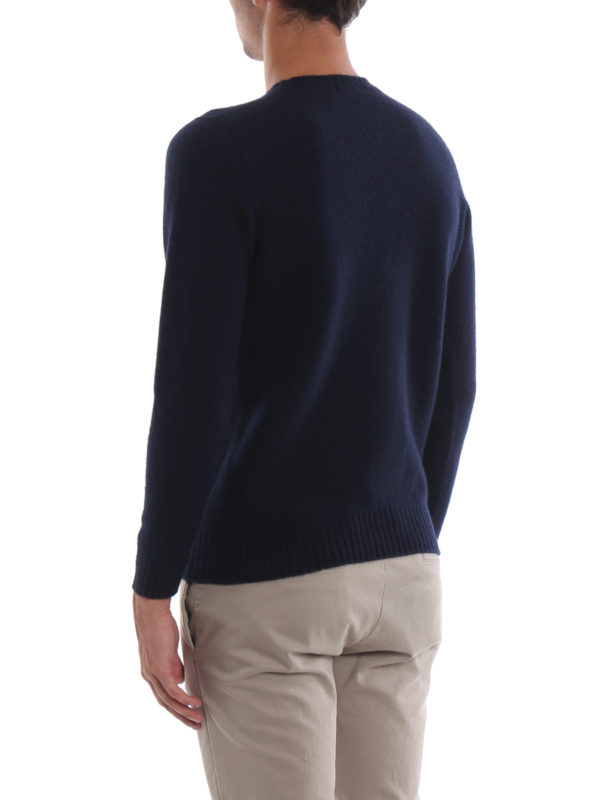 Girocollo blu in lambswool garzato shop online: DRUMOHR