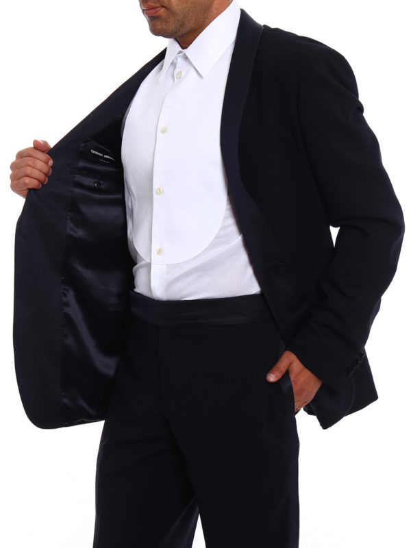 Blue cool wool tuxedo suit shop online: GIORGIO ARMANI