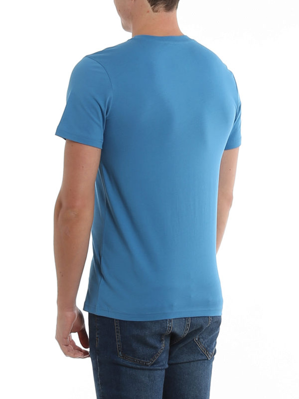 Blue cotton logo T-shirt shop online: MOSCHINO