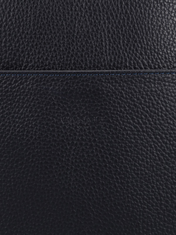 Blue hammered leather backpack shop online: CANALI