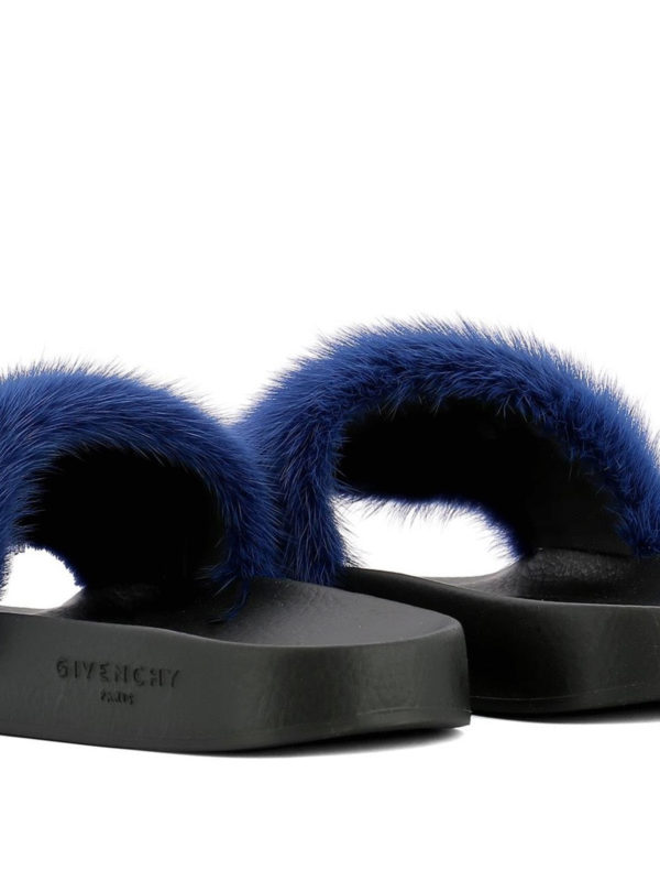 Blue mink fur slides shop online: GIVENCHY