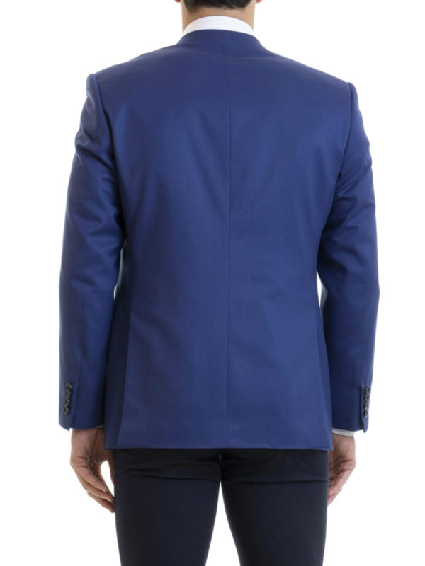 Blue virgin wool blazer jacket shop online: BRIONI