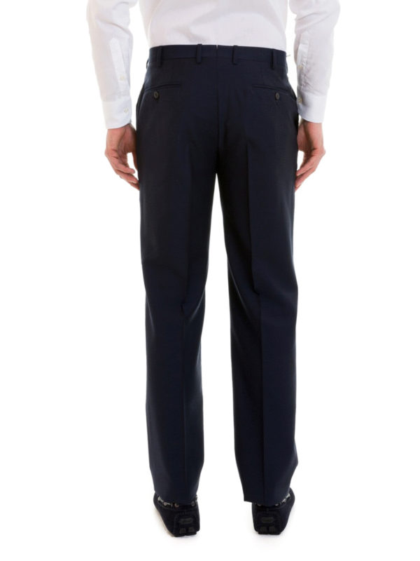 Blue wool tailored trousers shop online: BRIONI